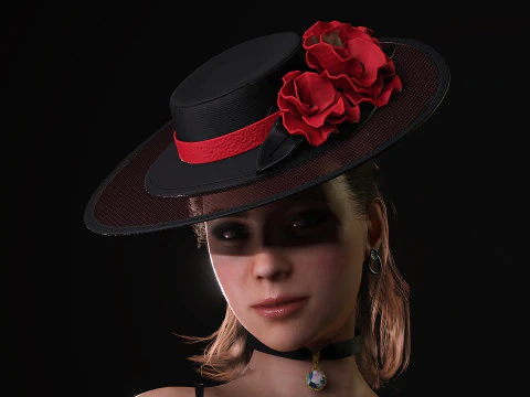 Gorgeous girl Olivia with Couture Hat 3D Model