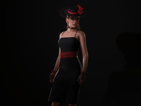 Gorgeous girl Olivia with Couture Hat Modèle 3D