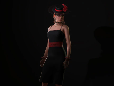 Gorgeous girl Olivia with Couture Hat 3D Model
