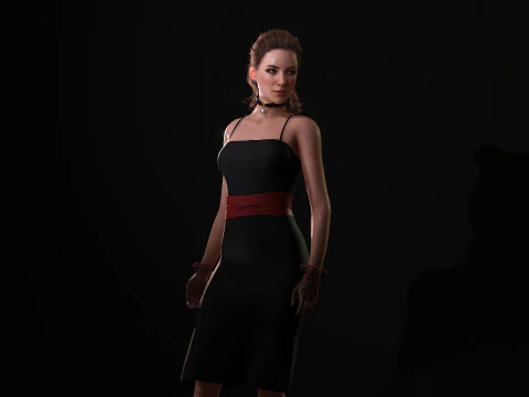 Gorgeous girl Olivia with Couture Hat 3D Model