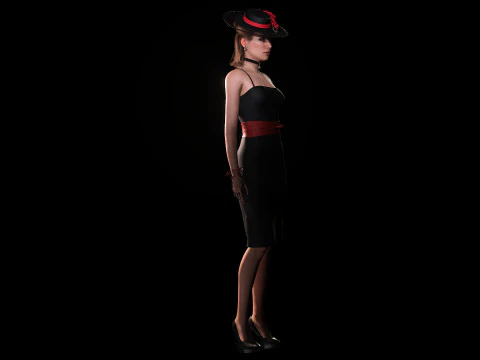 Gorgeous girl Olivia with Couture Hat 3D Model
