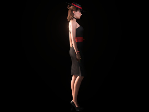 Gorgeous girl Olivia with Couture Hat Modèle 3D