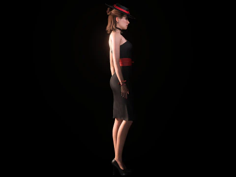 Gorgeous girl Olivia with Couture Hat 3D Model