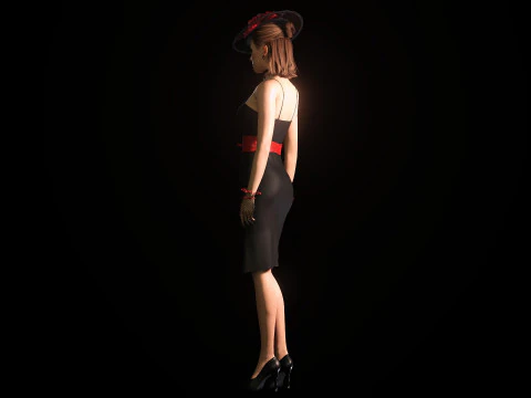 Gorgeous girl Olivia with Couture Hat 3D Model
