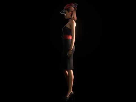 Gorgeous girl Olivia with Couture Hat 3D Model