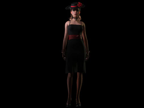 Gorgeous girl Olivia with Couture Hat 3D Model