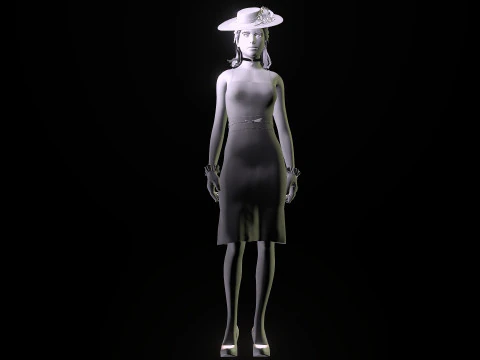 Gorgeous girl Olivia with Couture Hat 3D Model