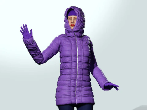 Femme en manteau d'hiver Modèle 3D