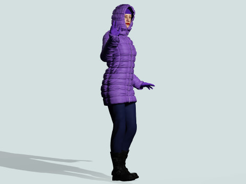 겨울 코트를 입은 여자 3D 모델