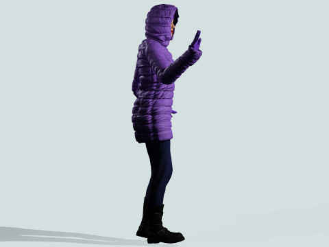 겨울 코트를 입은 여자 3D 모델