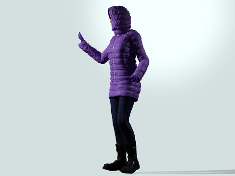 겨울 코트를 입은 여자 3D 모델