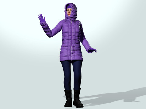 겨울 코트를 입은 여자 3D 모델