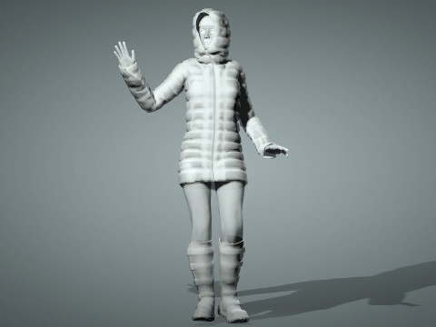 겨울 코트를 입은 여자 3D 모델