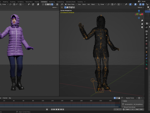 겨울 코트를 입은 여자 3D 모델
