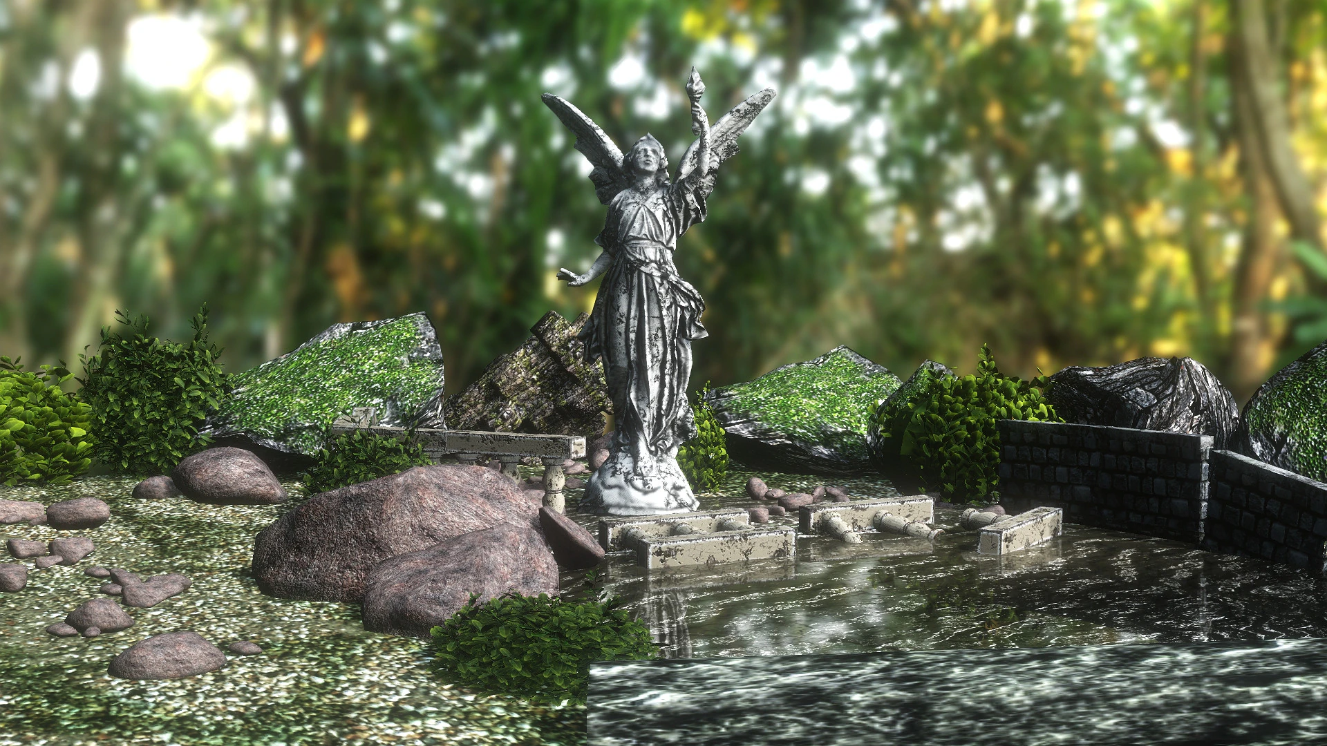 Garden of Ruins 3D Model .c4d .max .obj .3ds .fbx .stl .blend 
