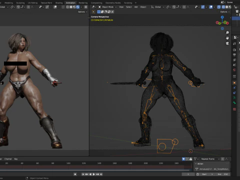 Gladiator Aretha The Amazon 3D Model