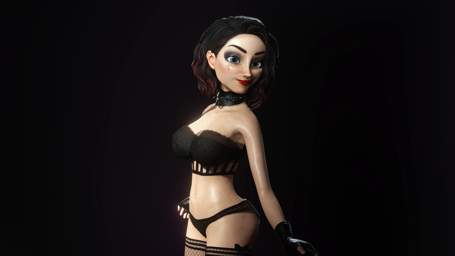 Cartoonish Sexy Goth Girl Lenore 3D Model .c4d .max .obj .3ds .fbx .stl .blend 