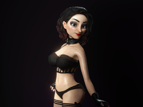 Ragazza gotica sexy dei cartoni animati Lenore Modello 3D