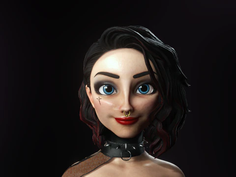 Cartoonish Sexy Goth Girl Lenore 3D Model