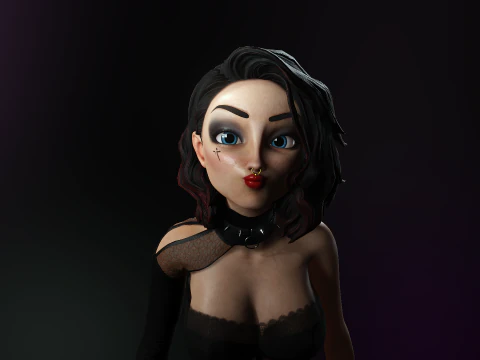 Cartoonish Sexy Goth Girl Lenore 3D Model