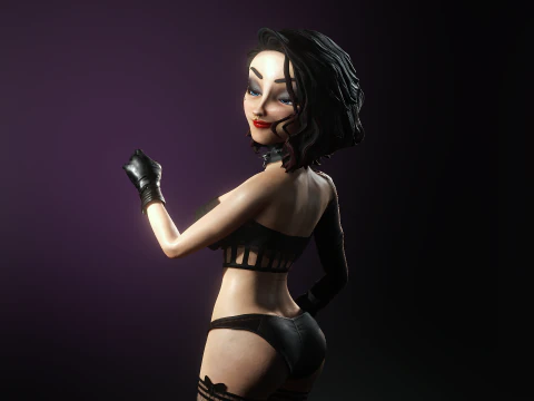 Cartoonish Sexy Goth Girl Lenore 3D Model