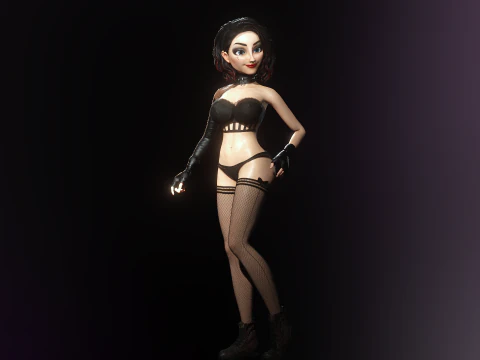 Cartoonish Sexy Goth Girl Lenore 3D Model