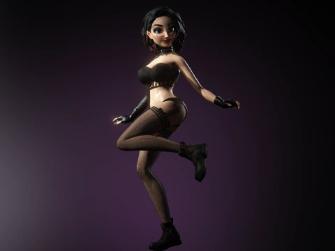 Cartoonish Sexy Goth Girl Lenore 3D Model