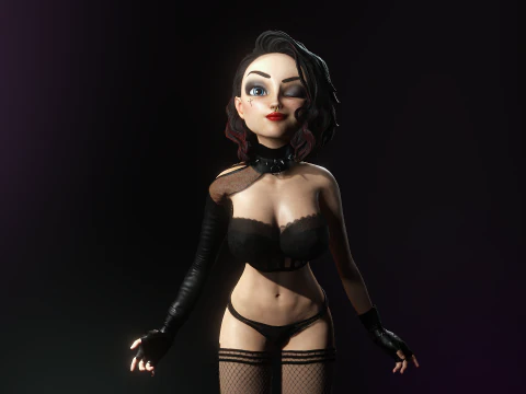 Cartoonish Sexy Goth Girl Lenore 3D Model