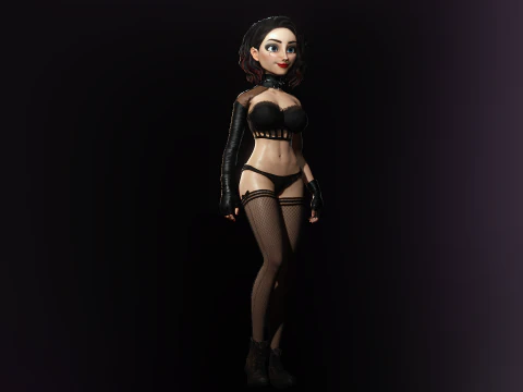 Cartoonish Sexy Goth Girl Lenore 3D Model