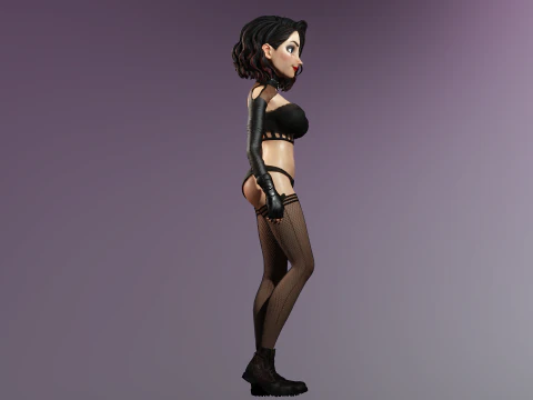 Cartoonish Sexy Goth Girl Lenore 3D Model