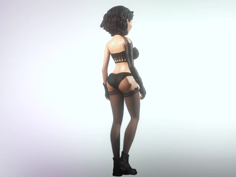 Cartoonish Sexy Goth Girl Lenore 3D Model