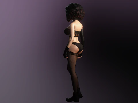 Cartoonish Sexy Goth Girl Lenore 3D Model