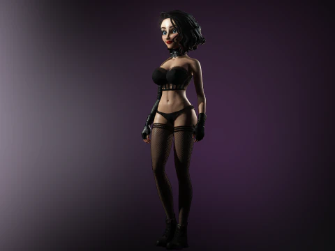Cartoonish Sexy Goth Girl Lenore 3D Model