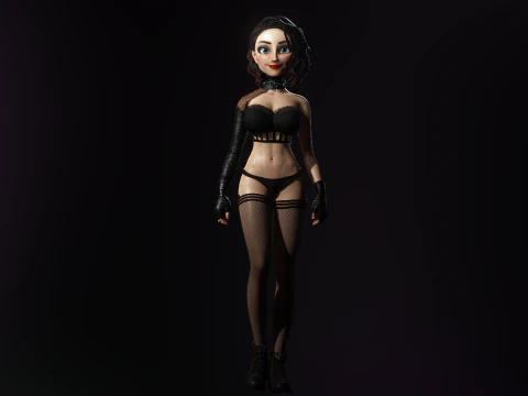 Cartoonish Sexy Goth Girl Lenore 3D Model