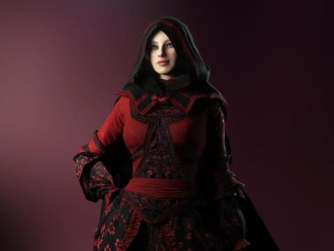 Mysterious Victorian Gothic Woman 3D Model