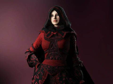 神秘的维多利亚哥特式女人 3D 模型