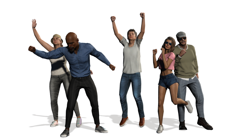 Low-poly Cheering Crowd 3D Model .c4d .max .obj .3ds .fbx .stl .blend 