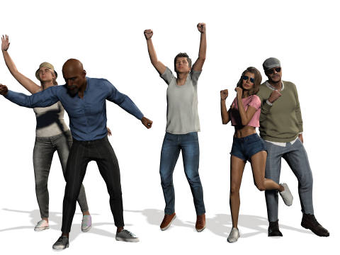 Kerumunan Bersorak Poli Rendah Model 3D