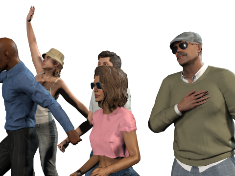 Low-poly Cheering Crowd 3D Model