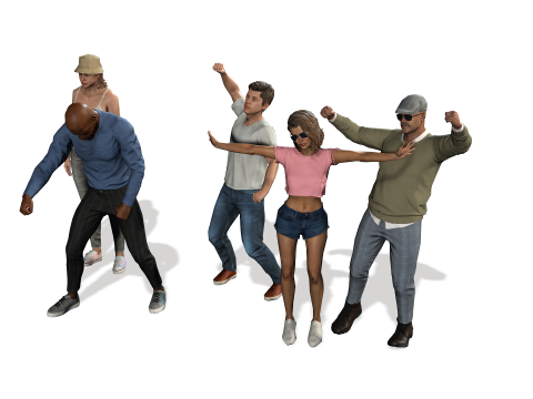 Low-poly Cheering Crowd 3D Model