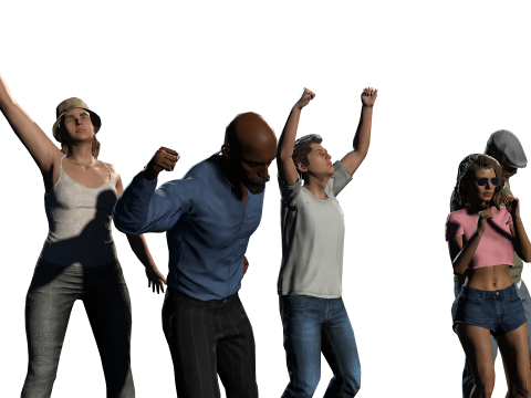 Low-poly Cheering Crowd 3D Model