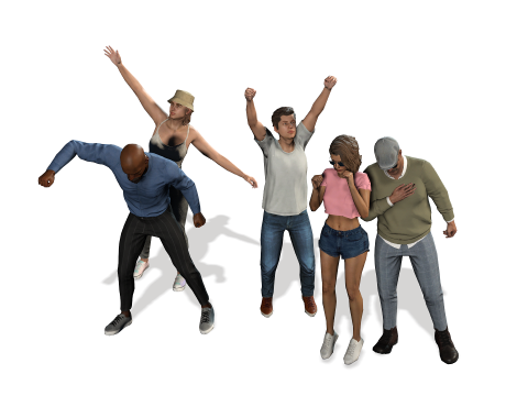 Low-poly Cheering Crowd 3D Model