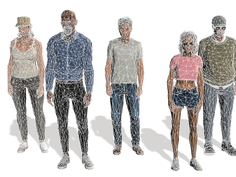 Low-poly Cheering Crowd 3D Model