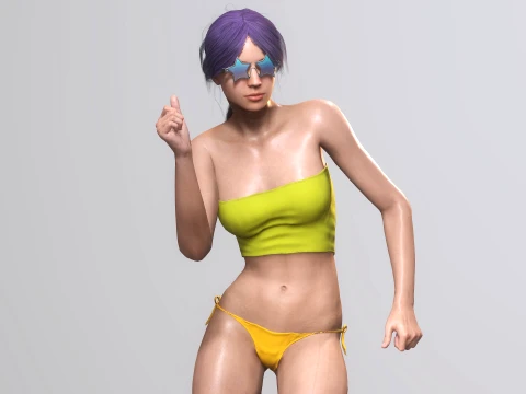 跳舞的海滩派对女孩 3D 模型