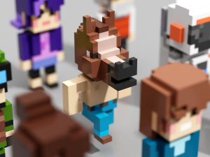 Little People in Voxel V1 3D Model