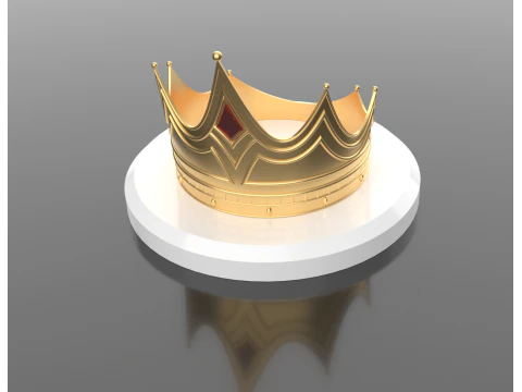 Golden crown with a ruby 3D Print Model