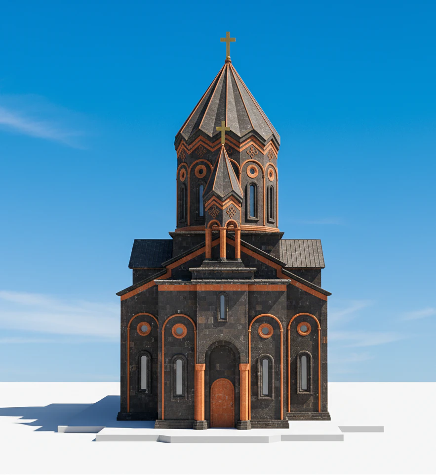 Holy Savior Church Gyumri 3D Print Model .c4d .max .obj .3ds .fbx .stl .blend 