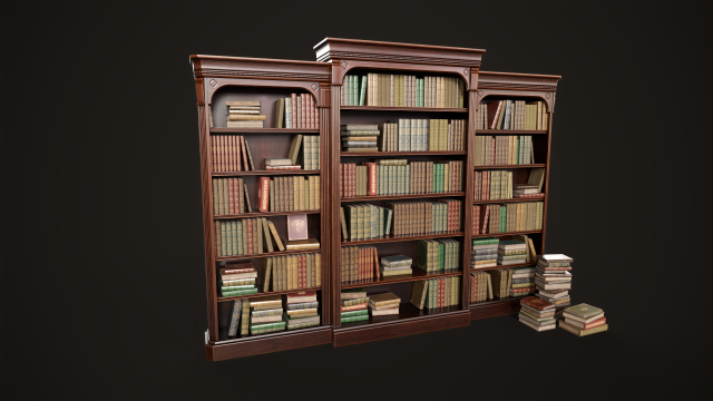 Vintage bookcase 3D Model .c4d .max .obj .3ds .fbx .stl .blend 