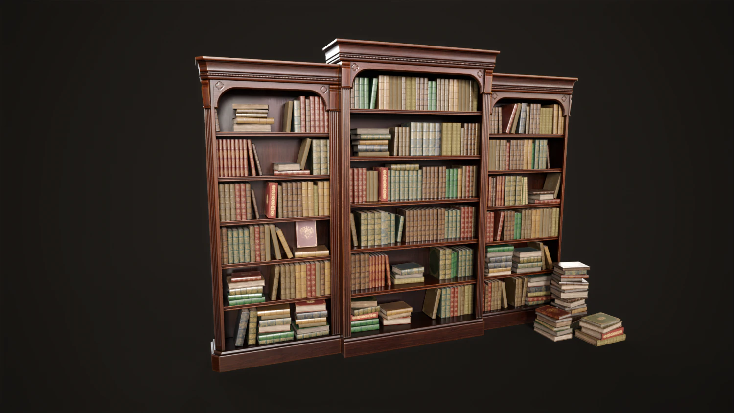 Vintage bookcase 3D Model .c4d .max .obj .3ds .fbx .stl .blend 