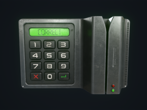Code lock and key card Modello 3D